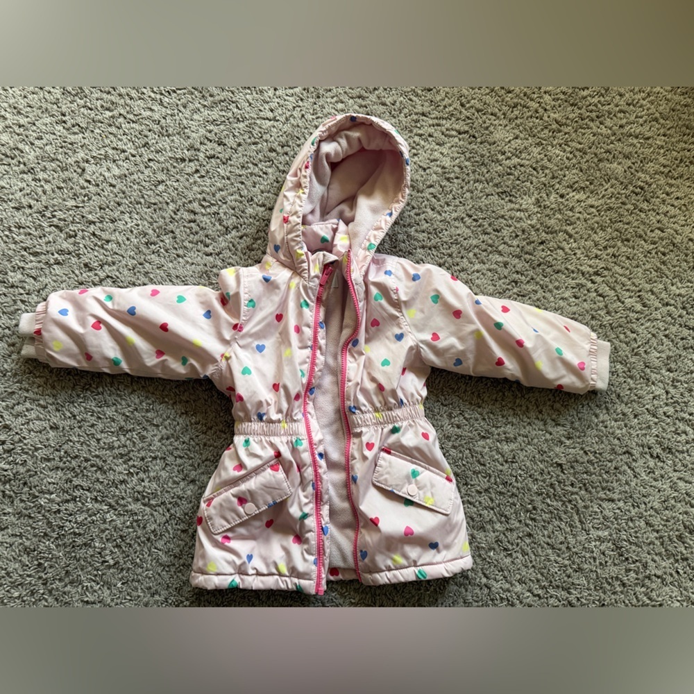 Preloved Old Navy Pink Jacket with Colorful Hearts
